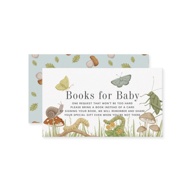 Carte D'accompagnement Demande de carnet de Baby showers sur les insectes (Devant/Arrière en situation)