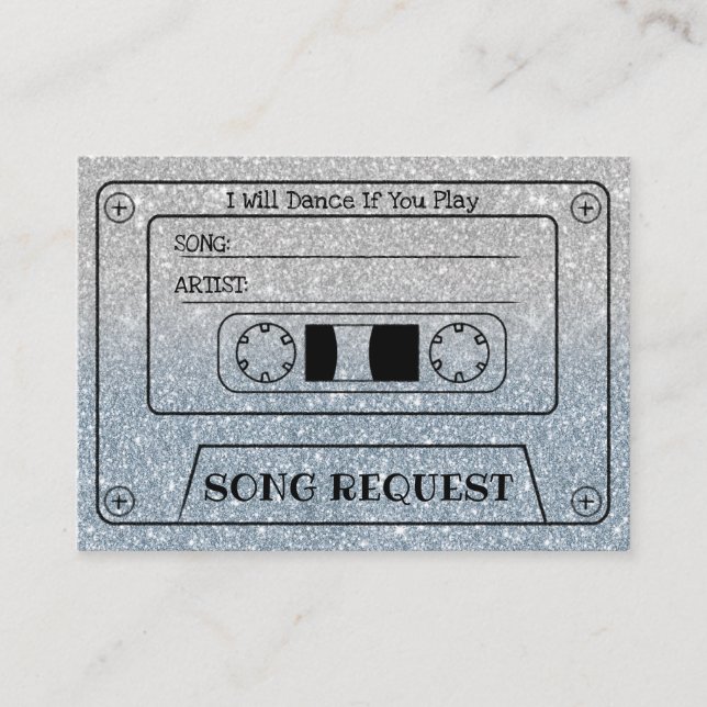 Carte D'accompagnement Demande de chanson de mariage insert paillettes bl (Devant)