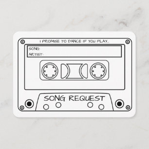 Carte D'accompagnement Demande de chanson de mariage sur cassette vintage