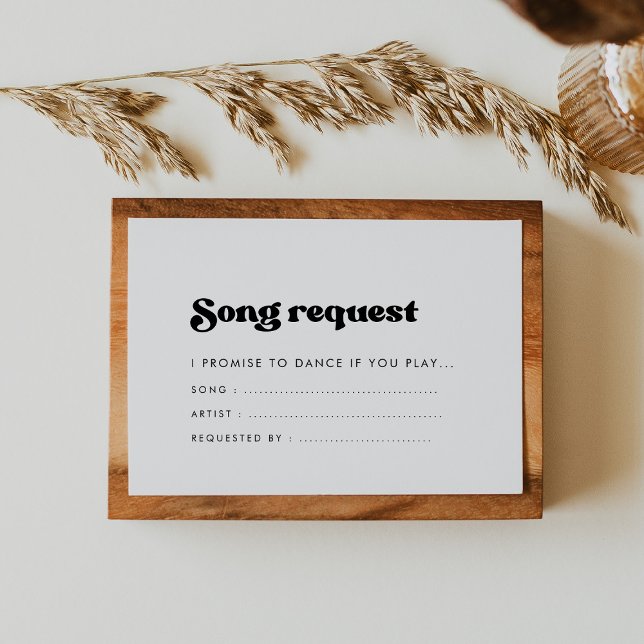 Carte D'accompagnement Demande de chanson rétro noir et blanc élégant (Créateur téléchargé)