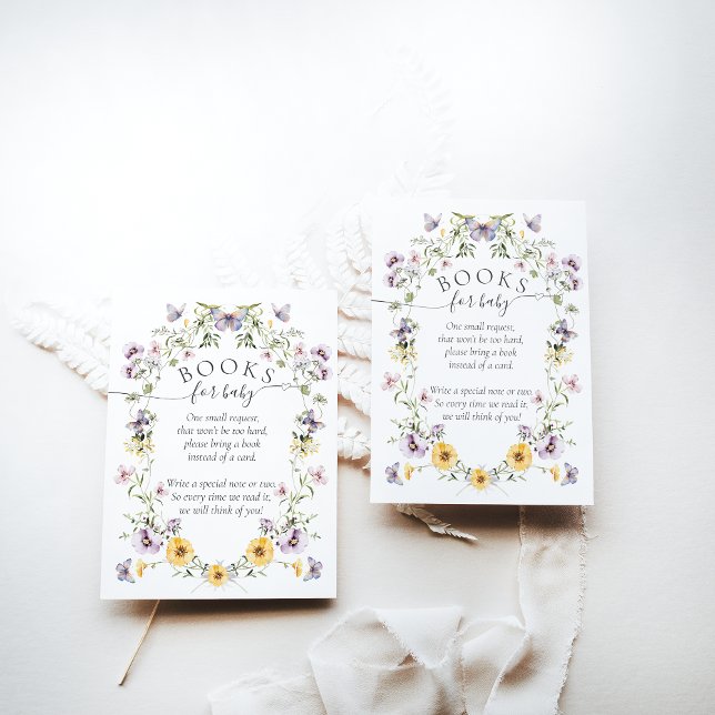 Carte D'accompagnement Demande de Fleur sauvage de Baby shower papillon (Créateur téléchargé)