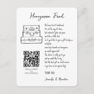 Carte D'accompagnement Demande de fonds de lune de miel mariage QR CODE