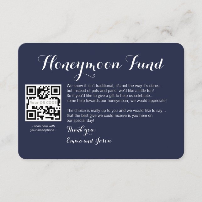 Carte D'accompagnement Demande de fonds de lune de miel numérique mariage (Devant)
