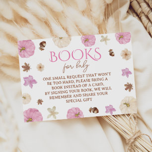 Carte D'accompagnement Demande de livre Baby Shower Blush Citrouille Auto