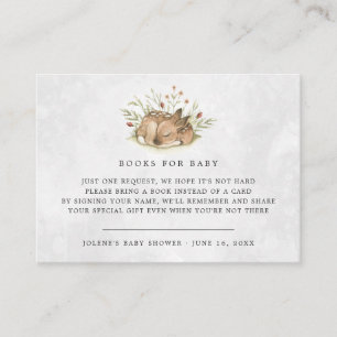 Carte D'accompagnement Demande de livre Baby Shower Cerf de la Forêt de