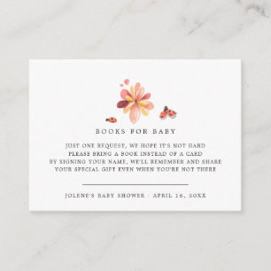 Carte D'accompagnement Demande de livre   Baby Shower Floral Ladybug