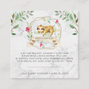Carte D'accompagnement Demande de livre   Baby Shower Paresseux Tropical