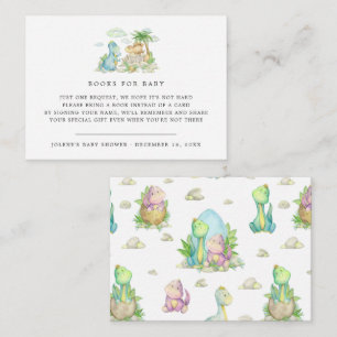 Carte D'accompagnement Demande de livre   Baby Shower Petit Dinosaure
