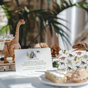 Carte D'accompagnement Demande de livre   Baby shower Petit dinosaure