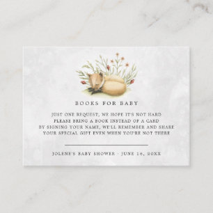 Carte D'accompagnement Demande de livre   Baby Shower Renard de la Forêt 