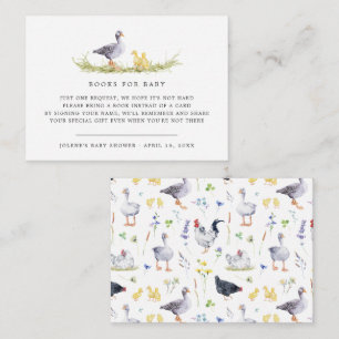 Carte D'accompagnement Demande de livre   Baby Shower Rustique de Ferme