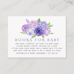 Carte D'accompagnement Demande de livre bébé fleur aquarelle ultra violet
