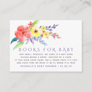 Carte D'accompagnement Demande de livre bébé floral aquarelle coloré