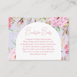 Carte D'accompagnement Demande de livre bébé floral rose et lavande