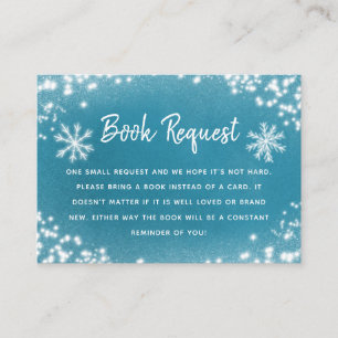 Carte D'accompagnement Demande de livre bleu Baby shower d'hiver
