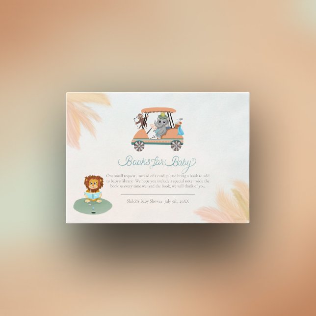 Carte D'accompagnement Demande de livre Boho Baby Elephant, singe, lion  (Créateur téléchargé)