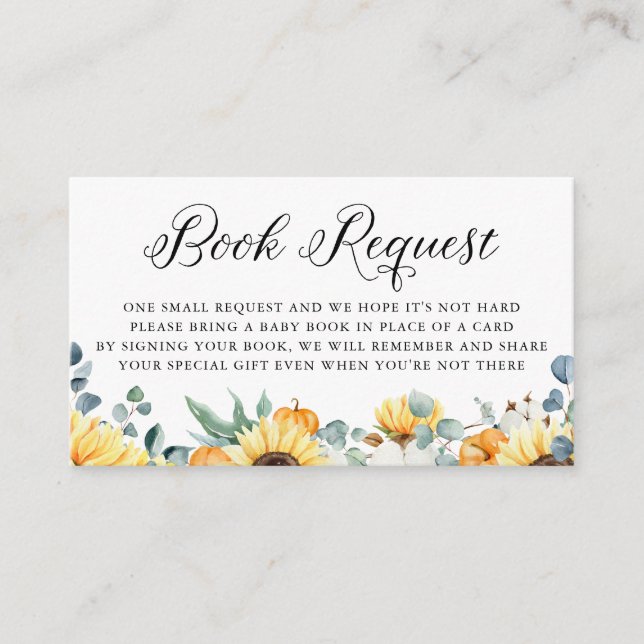 Carte D'accompagnement Demande de livre d'automne Citrouille d'aquarelle  (Devant)