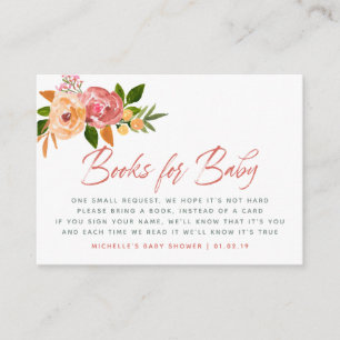 Carte D'accompagnement Demande de livre de Baby Shower à l'aquarelle flor