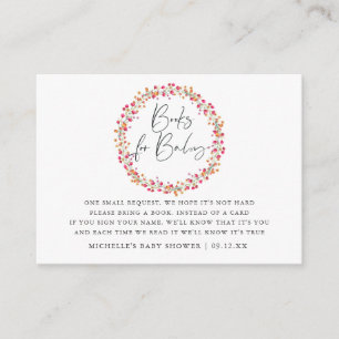 Carte D'accompagnement Demande de livre de baby shower Aquarelle Fleur Sa