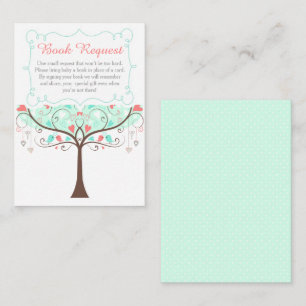 Carte D'accompagnement Demande de livre de Baby Shower Floral Menthe et C