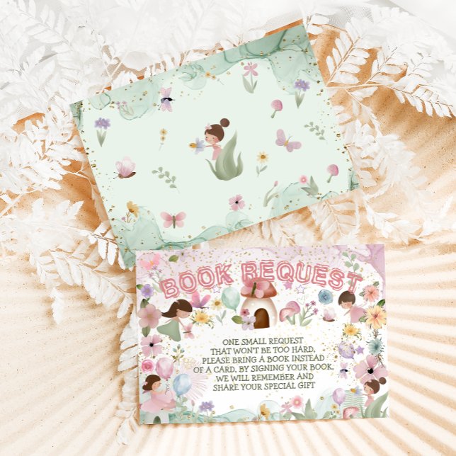 Carte D'accompagnement Demande de livre Fée rose bébé fille Fleur de douc (Créateur téléchargé)