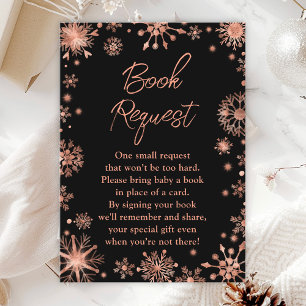 Carte D'accompagnement Demande de livre Flocons de neige en or rose Hiver
