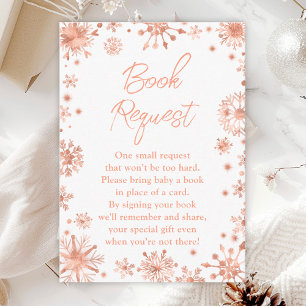 Carte D'accompagnement Demande de livre Flocons de neige en or rose Hiver