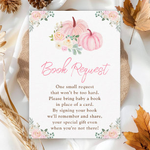 Carte D'accompagnement Demande de livre floral aux citrouilles roses