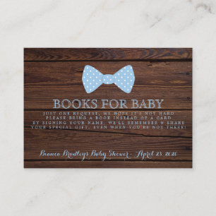 Carte D'accompagnement Demande de livre Little Man Baby shower Rustic Bow