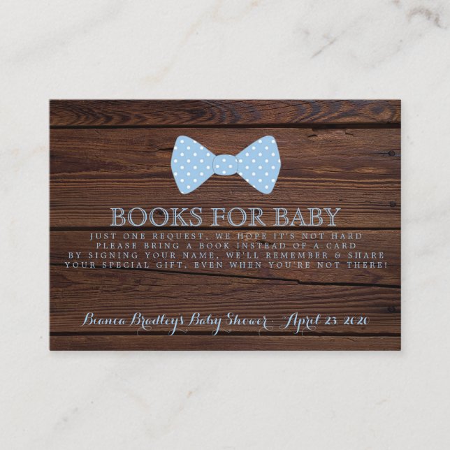 Carte D'accompagnement Demande de livre Little Man Baby shower Rustic Bow (Devant)