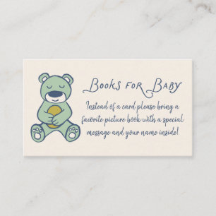 Carte D'accompagnement Demande de livre ourson doodle Navy et menthe