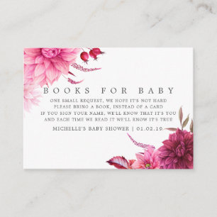 Carte D'accompagnement Demande de livre pour Baby Shower automne Bourgogn