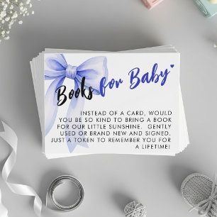 Carte D'accompagnement Demande de livre pour Baby Shower avec ruban à nœu