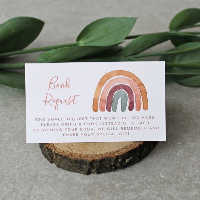 Carte D'accompagnement Demande de livre pour Baby Shower Bohème Arc-en-Ci (Créateur téléchargé)