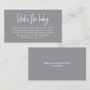 Carte D'accompagnement Demande de livre pour baby shower en écriture mode