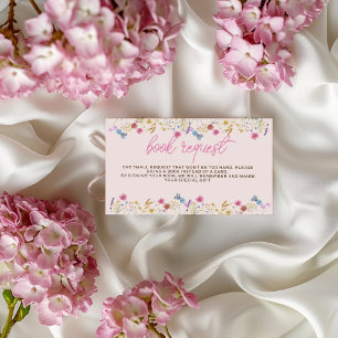 Carte D'accompagnement Demande de livre pour Baby Shower Fille Fleurs Sau