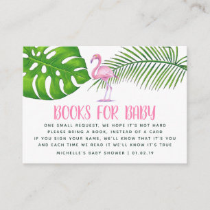 Carte D'accompagnement Demande de livre pour Baby Shower Flamant Rose Aqu