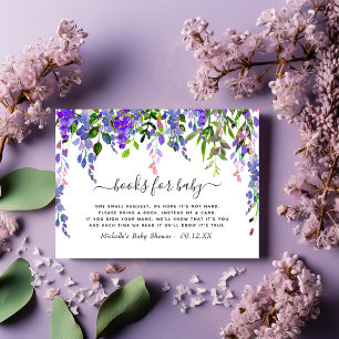 Carte D'accompagnement Demande de livre pour Baby Shower Floral Aquarelle