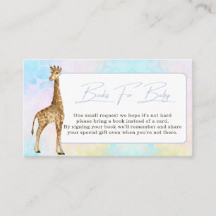 Carte D'accompagnement Demande de livre pour Baby Shower Girafeau Bleu