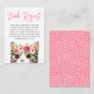 Carte D'accompagnement Demande de livre pour Baby Shower Kitty Aquarelle