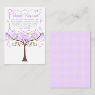 Carte D'accompagnement Demande de livre pour Baby Shower Oiseau Violet et