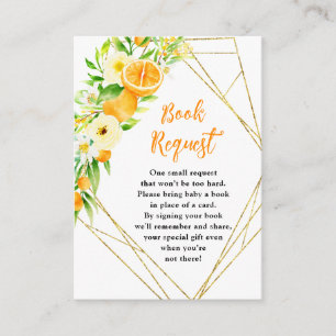 Carte D'accompagnement Demande de livre pour Baby Shower Oranges Citrus