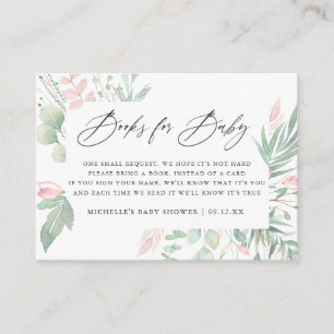 Carte D'accompagnement Demande de livre pour Baby Shower Pastel Blush Gre