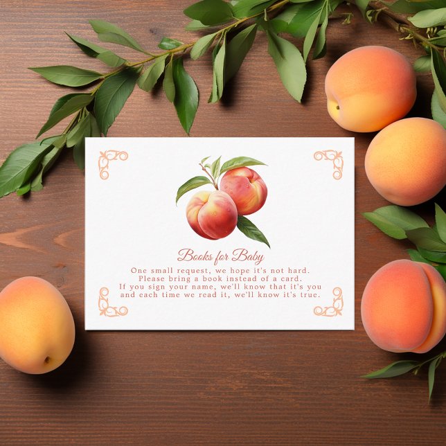 Carte D'accompagnement Demande de livre pour Baby Shower Peach Fuzz (Peach Fuzz Baby Shower)