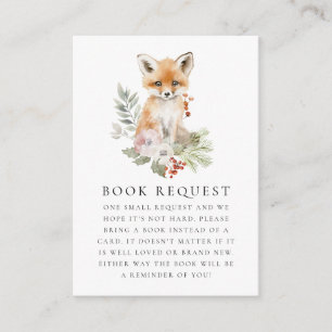 Carte D'accompagnement Demande de livre pour Baby Shower Renard aquarelle