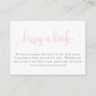 Carte D'accompagnement Demande de livre pour Baby Shower, Rose Clair