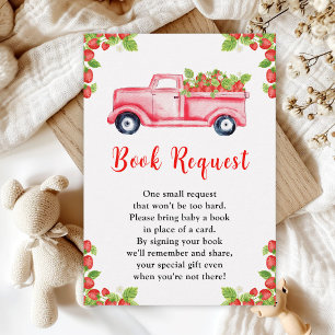 Carte D'accompagnement Demande de livre pour Baby Shower Strawberry Truck