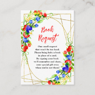 Carte D'accompagnement Demande de livre pour Baby Shower Thème Baies Mixt