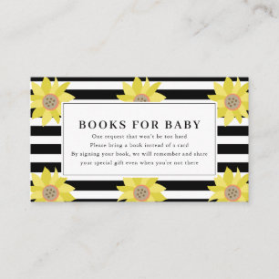 Carte D'accompagnement Demande de livre pour Baby Shower Tournesol Bandes