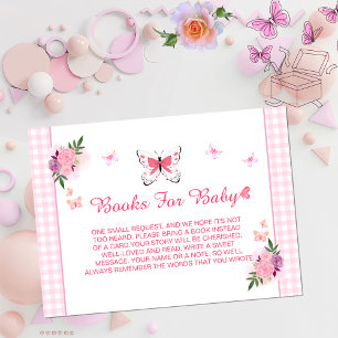 Carte D'accompagnement Demande de livre pour bébé "Jolie Papillon Rose"